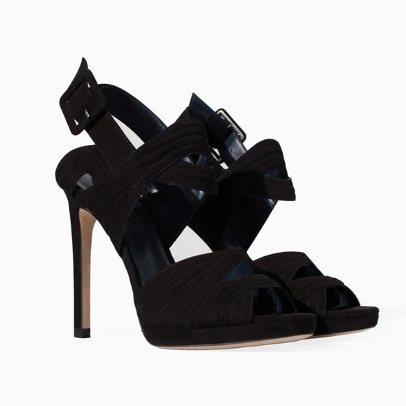 Zara Shoes - Zara | Heeled Sandals With Cutout Front Black
